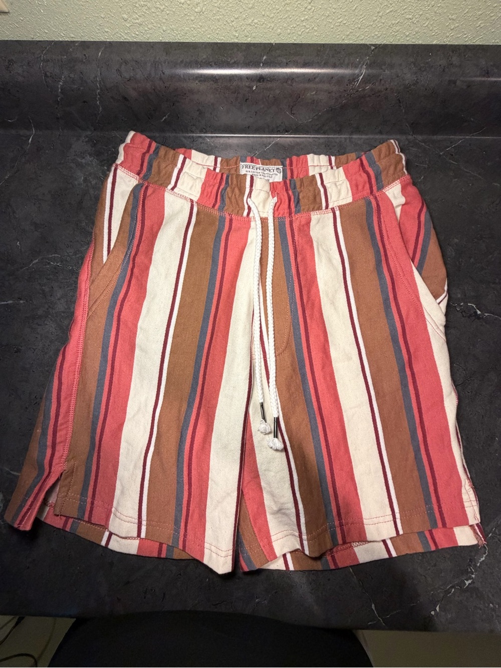 Free Planet striped cotton & polyester shorts with vertical stripes size M